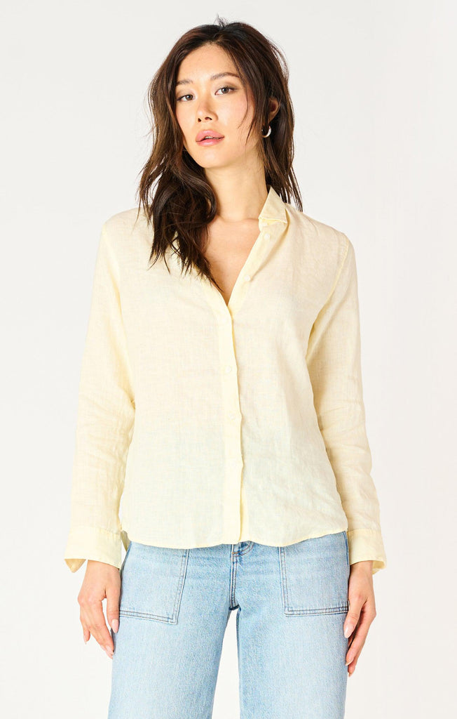 Dex Longsleeved Button Up Blouse In Lemon-The Trendy Walrus