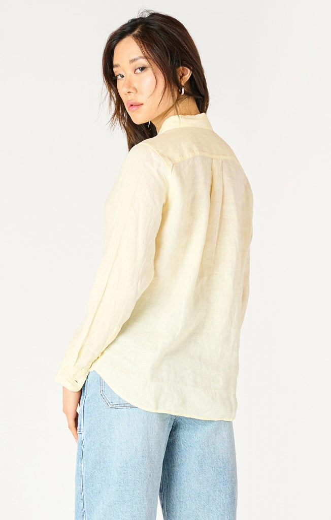 Dex Longsleeved Button Up Blouse In Lemon-The Trendy Walrus