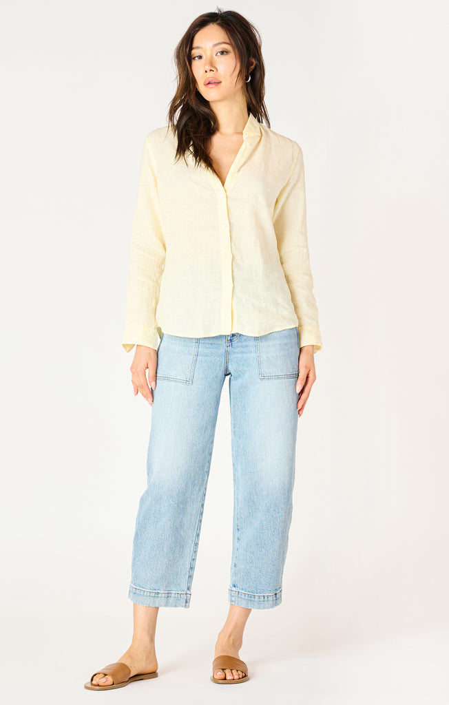 Dex Longsleeved Button Up Blouse In Lemon-The Trendy Walrus