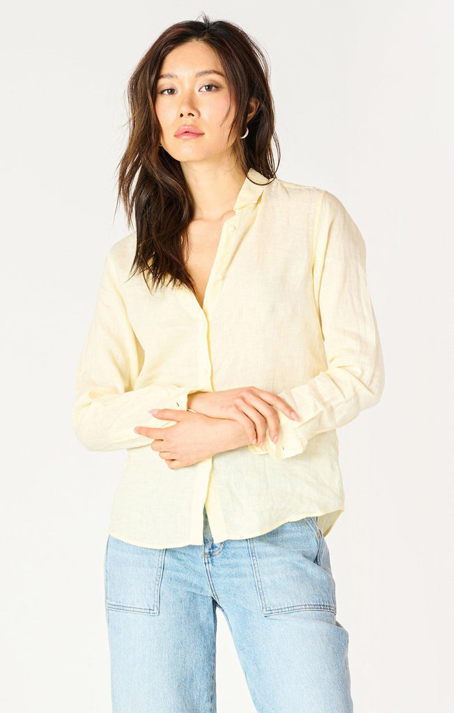 Dex Longsleeved Button Up Blouse In Lemon-The Trendy Walrus