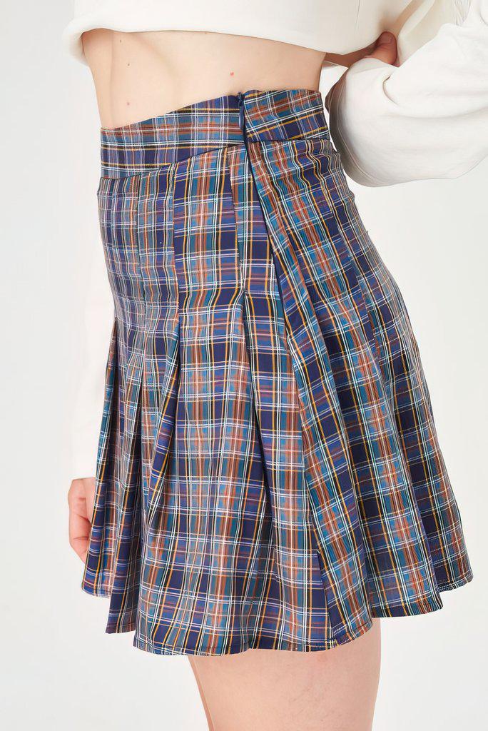 24 Colours Pleated Checked Mini Skirt in Purple-The Trendy Walrus