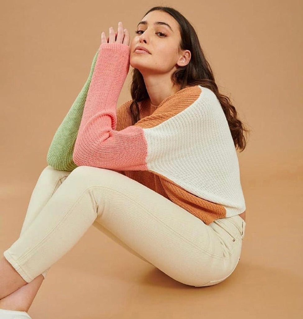 24 Colours Pullover Colorblock Knit Sweater in Multicolor-The Trendy Walrus