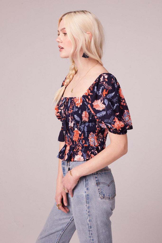 B.O.G Collective Leon Top in Navy Coral-The Trendy Walrus