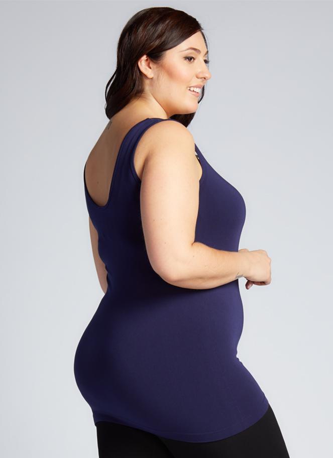 C'est Moi Bamboo Plus Size Tank In Navy-The Trendy Walrus