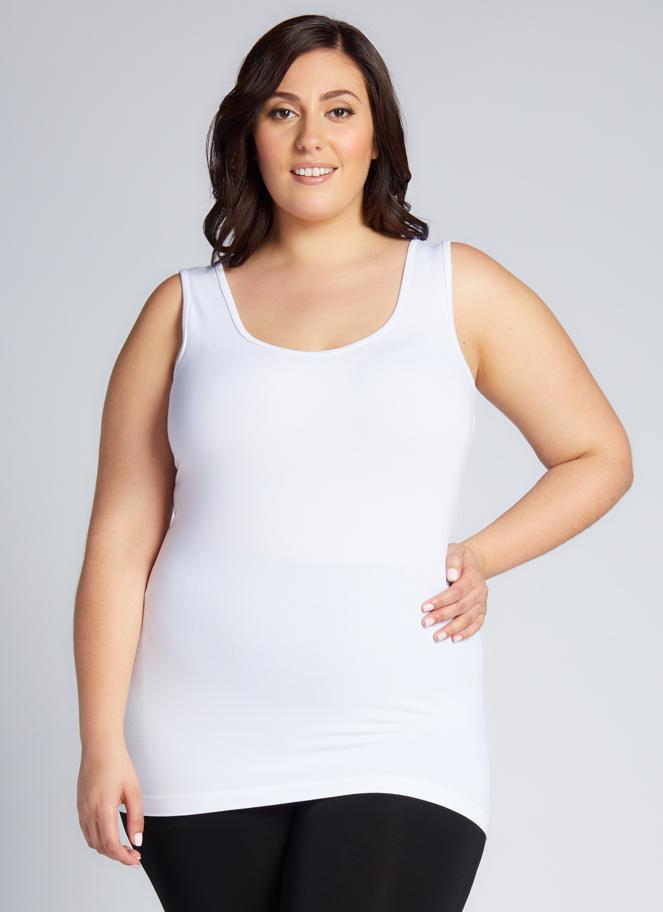 C'est Moi Bamboo Plus Size Tank In White-The Trendy Walrus