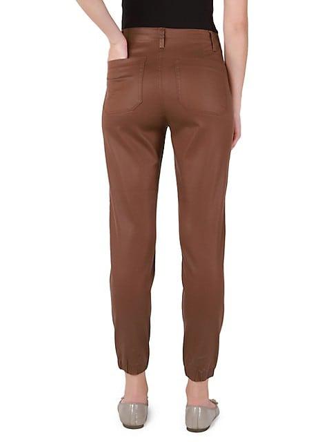 Dex Cropped Jogger In Coated Brown-The Trendy Walrus