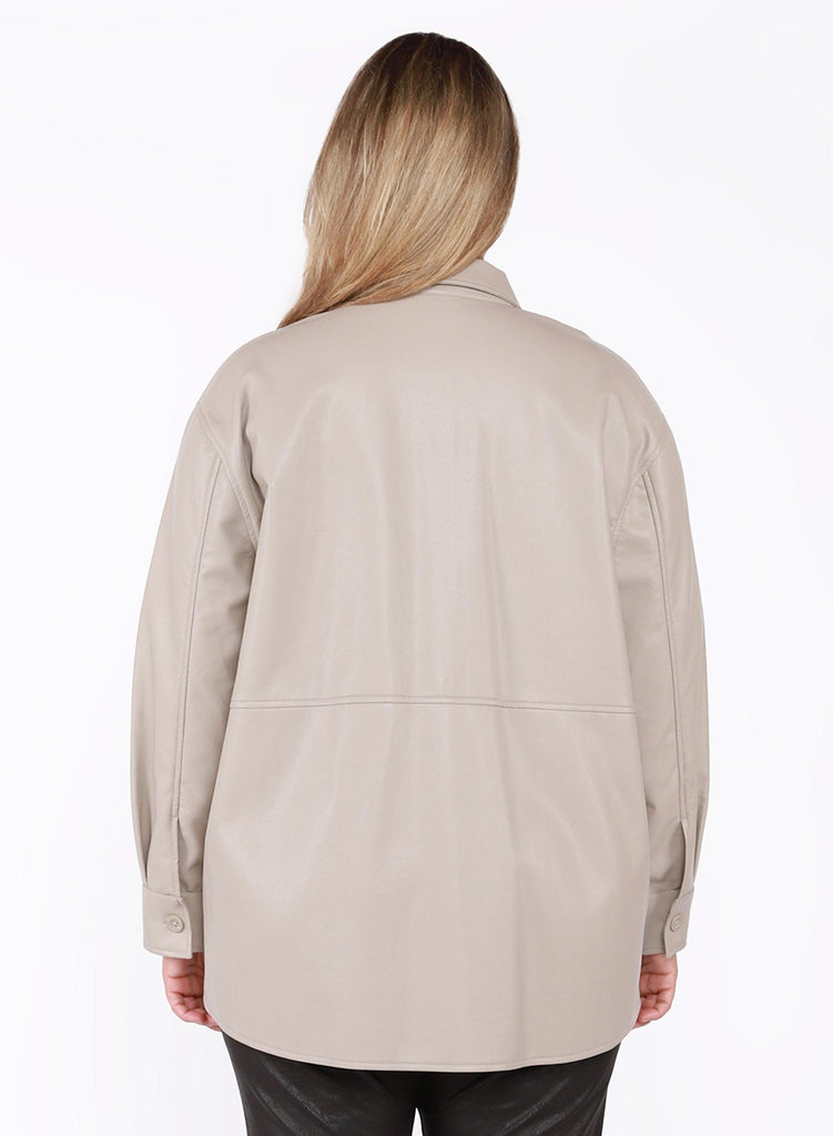 Dex Plus PU Shacket in Light Taupe-The Trendy Walrus