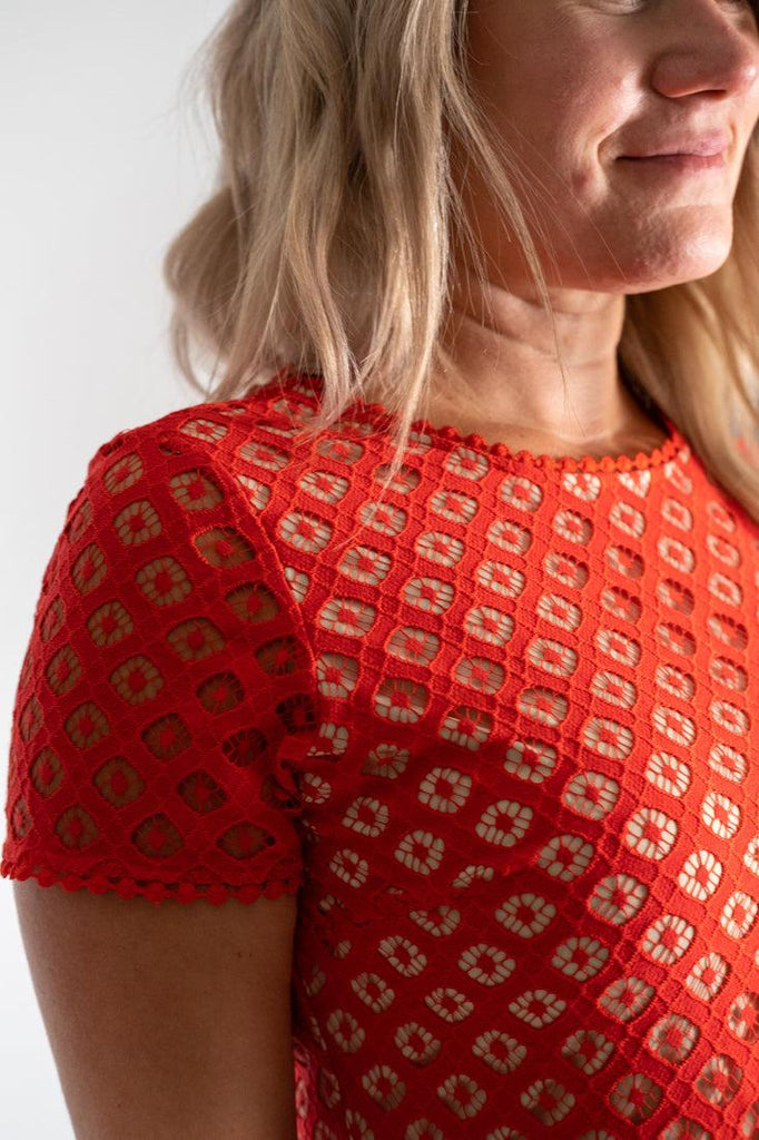 Dex Red Lace Detail Dress-The Trendy Walrus