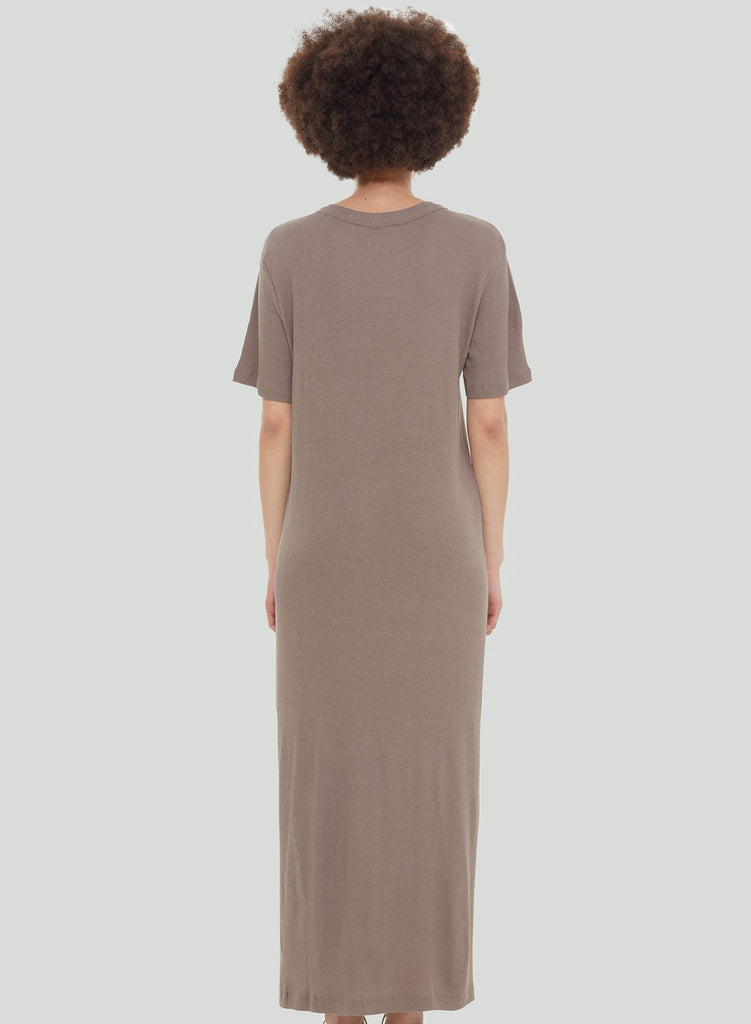 Dex Ribbed T-shirt Dress In Taupe-The Trendy Walrus