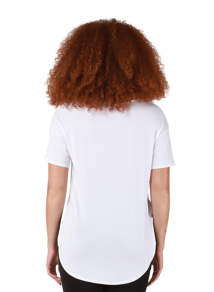 Dex Rounded Hem Tee in White-The Trendy Walrus