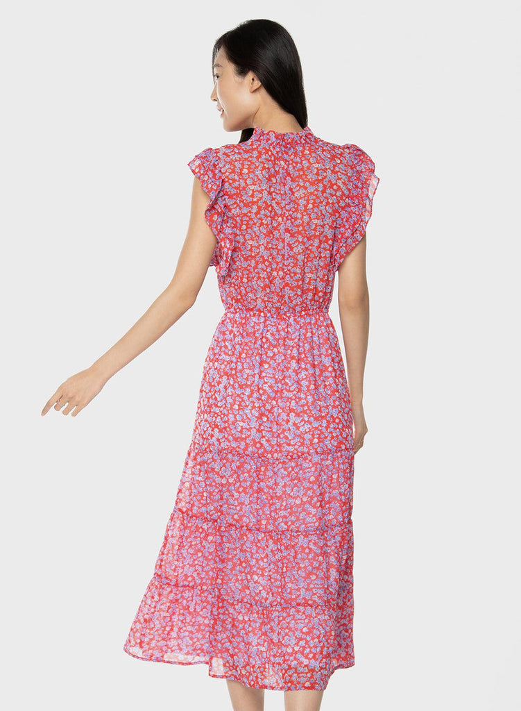 Dex Ruffled Sleeve Tiered Maxi Dress in Floral Bloom-The Trendy Walrus