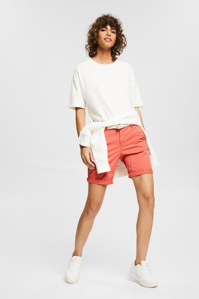 Esprit Chino Belled 8" Bermuda Shorts in Coral-The Trendy Walrus