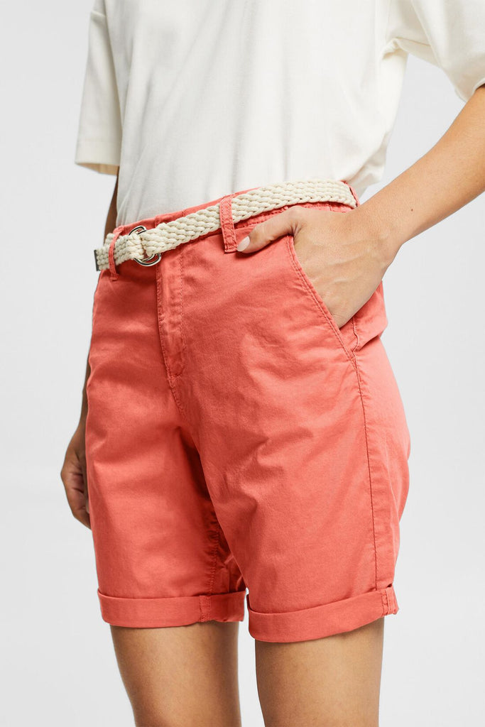 Esprit Chino Belled 8" Bermuda Shorts in Coral-The Trendy Walrus