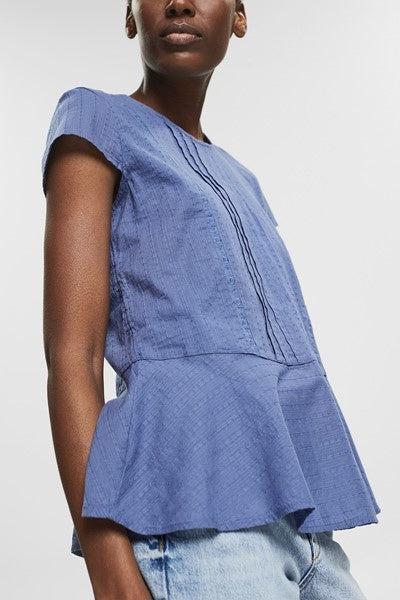 Esprit Cotton Dobby Blouse in Blue Lavender-The Trendy Walrus