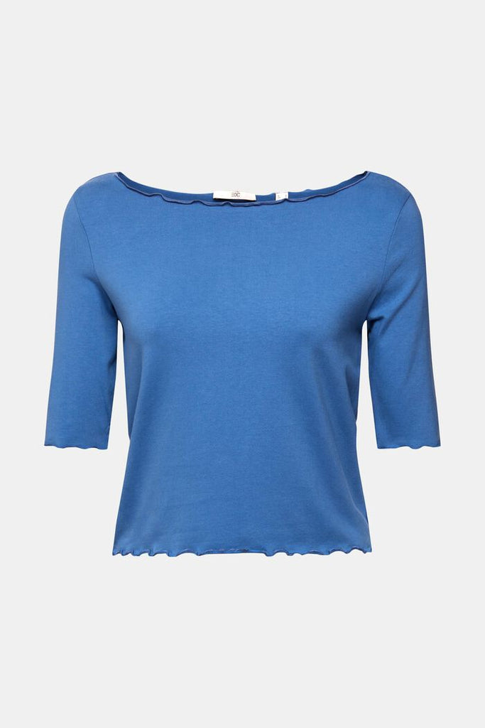 Esprit Cropped Frill Neck Tee-The Trendy Walrus