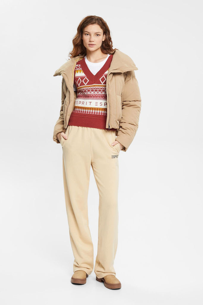 Esprit Fairisle Sweater Vest Cotton Blend In Terracotta-The Trendy Walrus