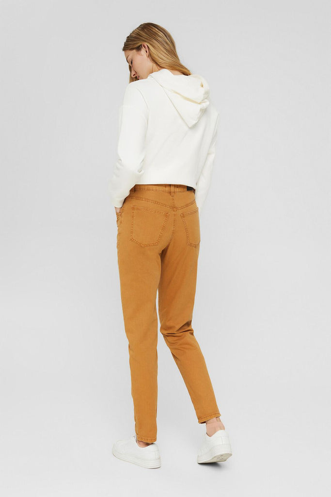 Esprit Mom Fit Brushed 100% Cotton Pants in Camel-The Trendy Walrus