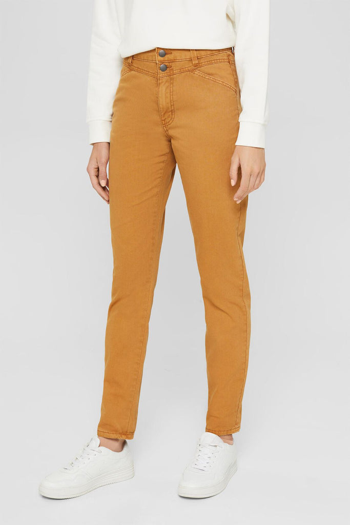 Esprit Mom Fit Brushed 100% Cotton Pants in Camel-The Trendy Walrus