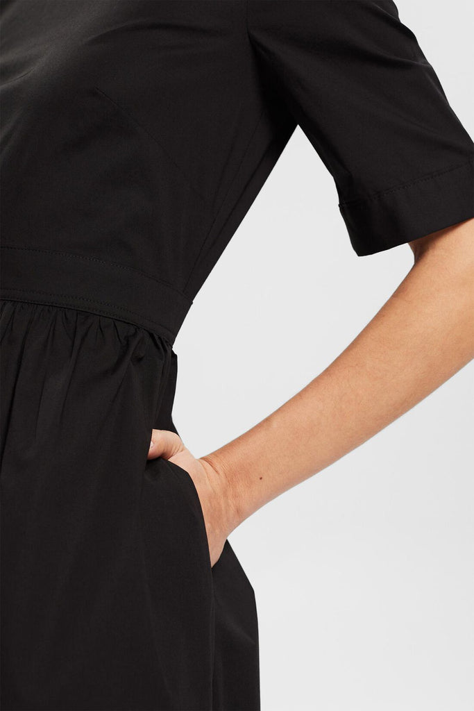Esprit Organic Poplin Dress in Black-The Trendy Walrus