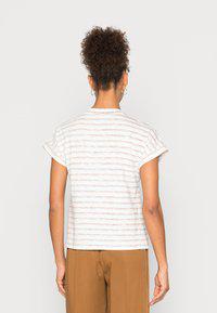 Esprit SS High Neck Striped Tee in Off White-The Trendy Walrus