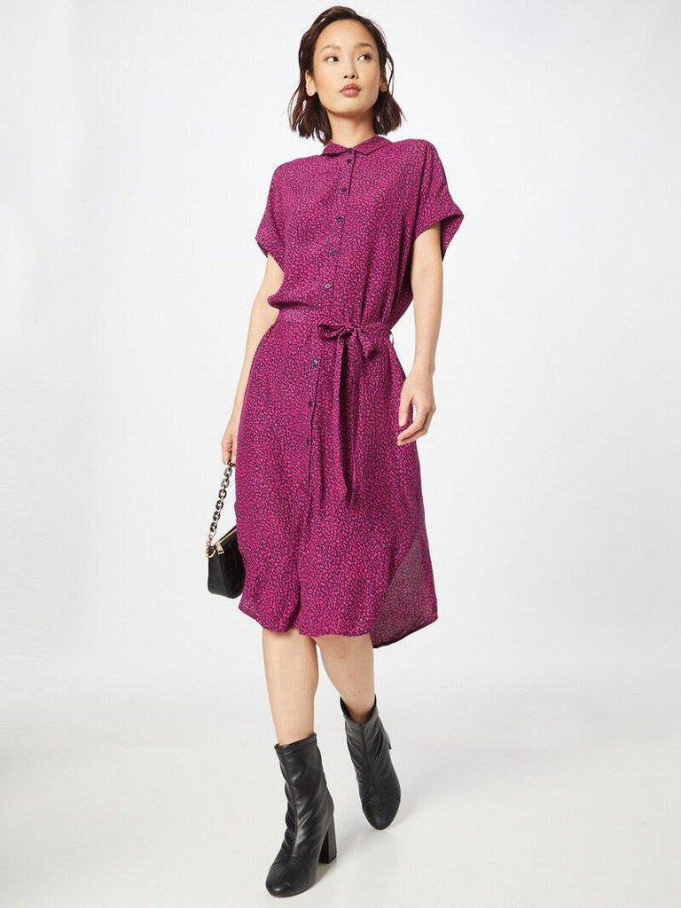 Esprit SS Viscose Printed Belted Dress in Fuchsia-The Trendy Walrus