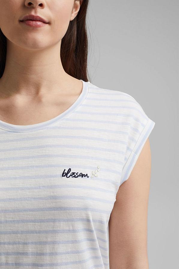 Esprit Striped Slub Chest Print Tee in Blue-The Trendy Walrus