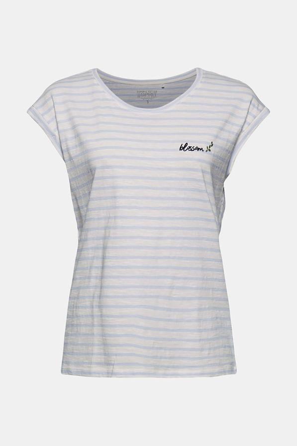Esprit Striped Slub Chest Print Tee in Blue-The Trendy Walrus