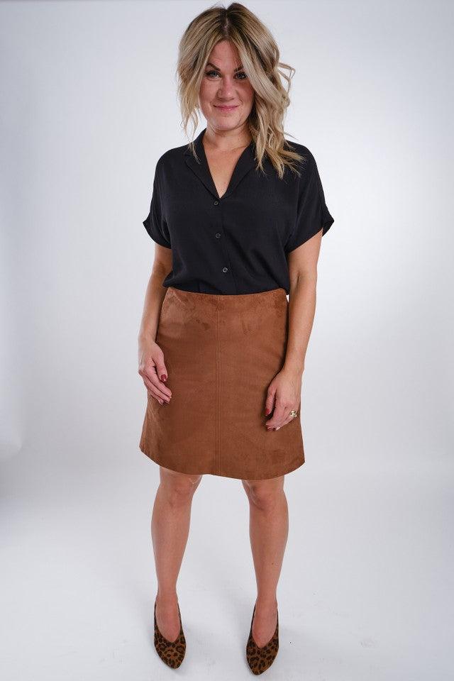 Esprit UltraSuede Short Skirt in Mocha-The Trendy Walrus