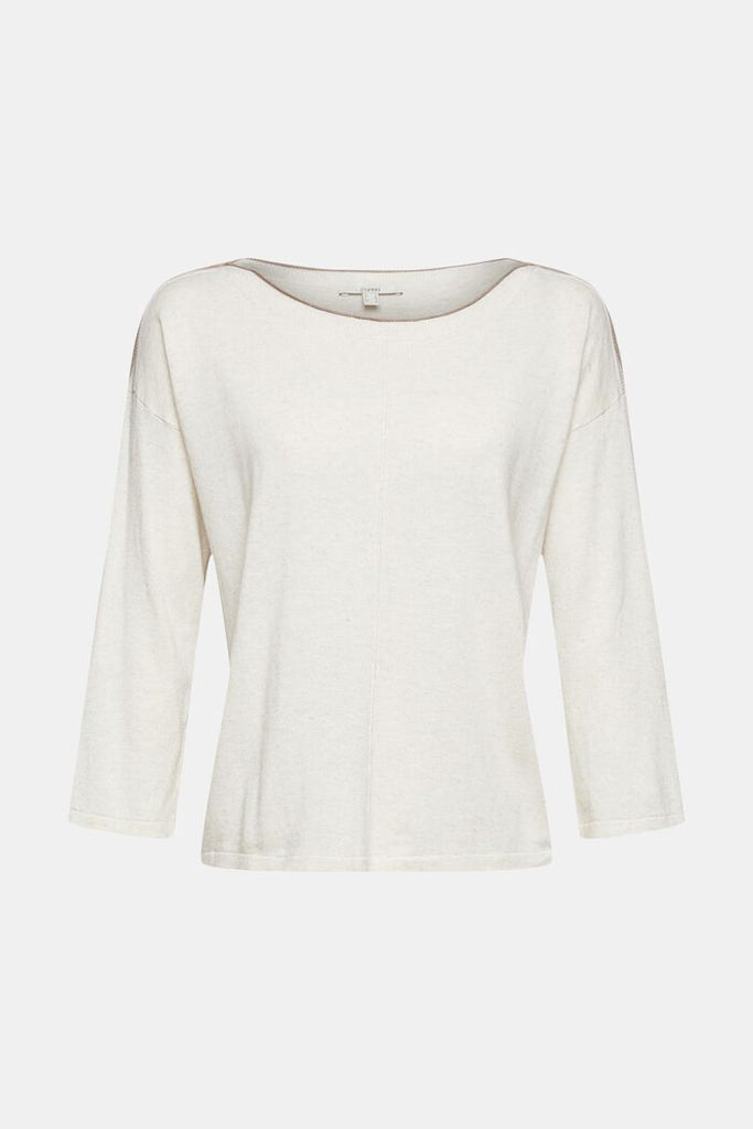 Esprit Viscose Cotton Linen Lightweight Sweater in Sand-The Trendy Walrus