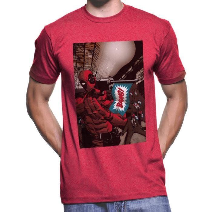 Jack Of All Trades Deadpool Bang Tee In Red Heather-The Trendy Walrus