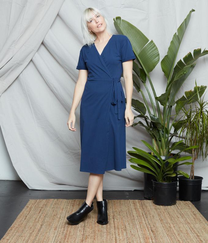 Known Supply Briar T-Shirt Wrap Dress in Blue-The Trendy Walrus