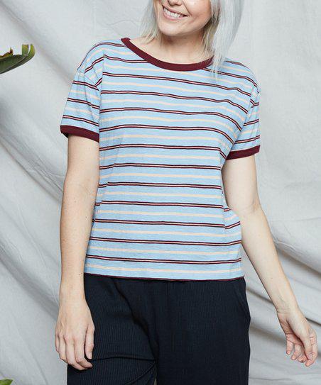 Known Supply Theo Stripe Ringer Tee in Blue-The Trendy Walrus