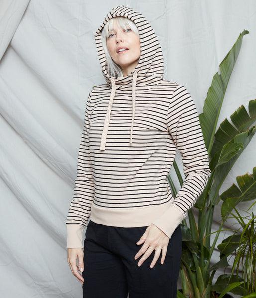 Known Supply Whistler Striped Hoodie in Oatmeal-The Trendy Walrus