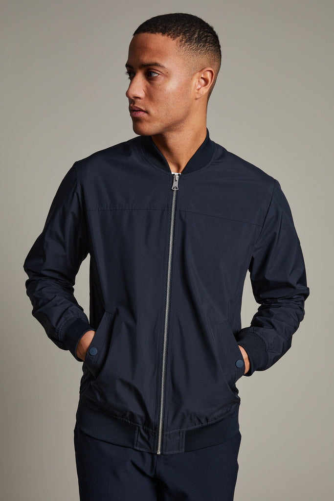 Matinique MaClay Woven Synthetic Winter Bomber in Dark Navy-The Trendy Walrus