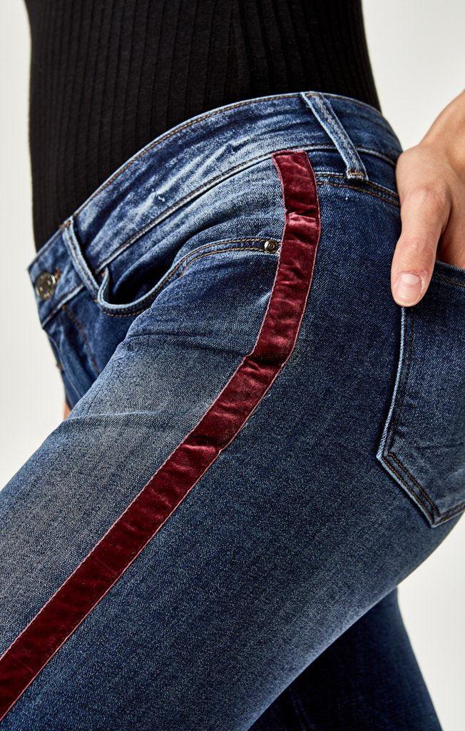 Jeans with hot sale velvet stripe