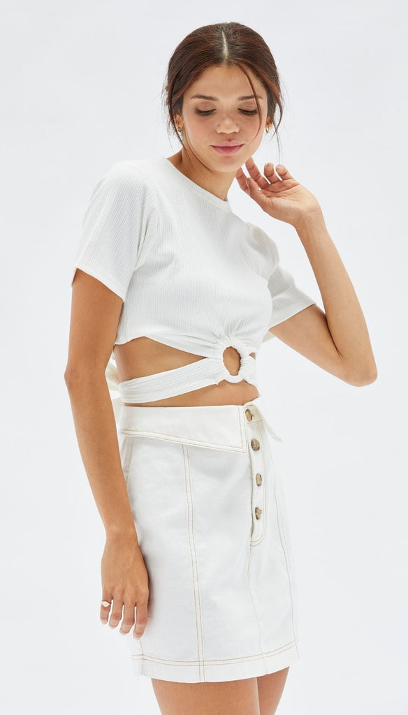 Minkpink Connections Mini Skirt in Cream-The Trendy Walrus