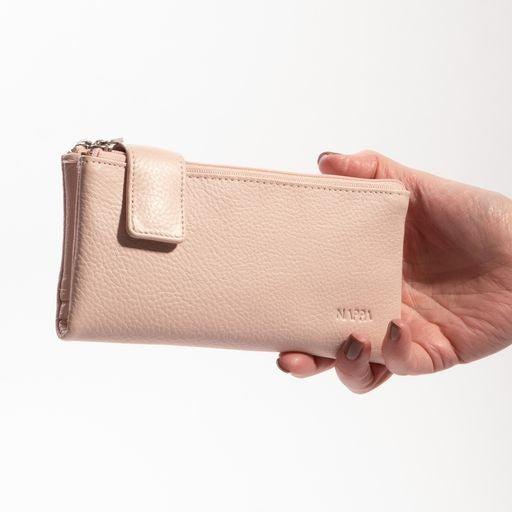 Nappa Mini Charlotte RFID Leather Wallet in Blush-The Trendy Walrus