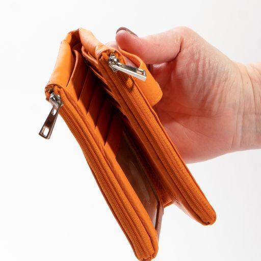Nappa Mini Charlotte RFID Leather Wallet in Orange-The Trendy Walrus