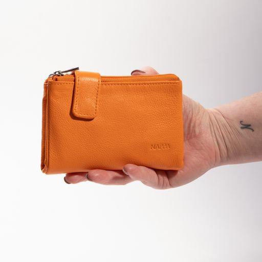 Nappa Mini Charlotte RFID Leather Wallet in Orange-The Trendy Walrus