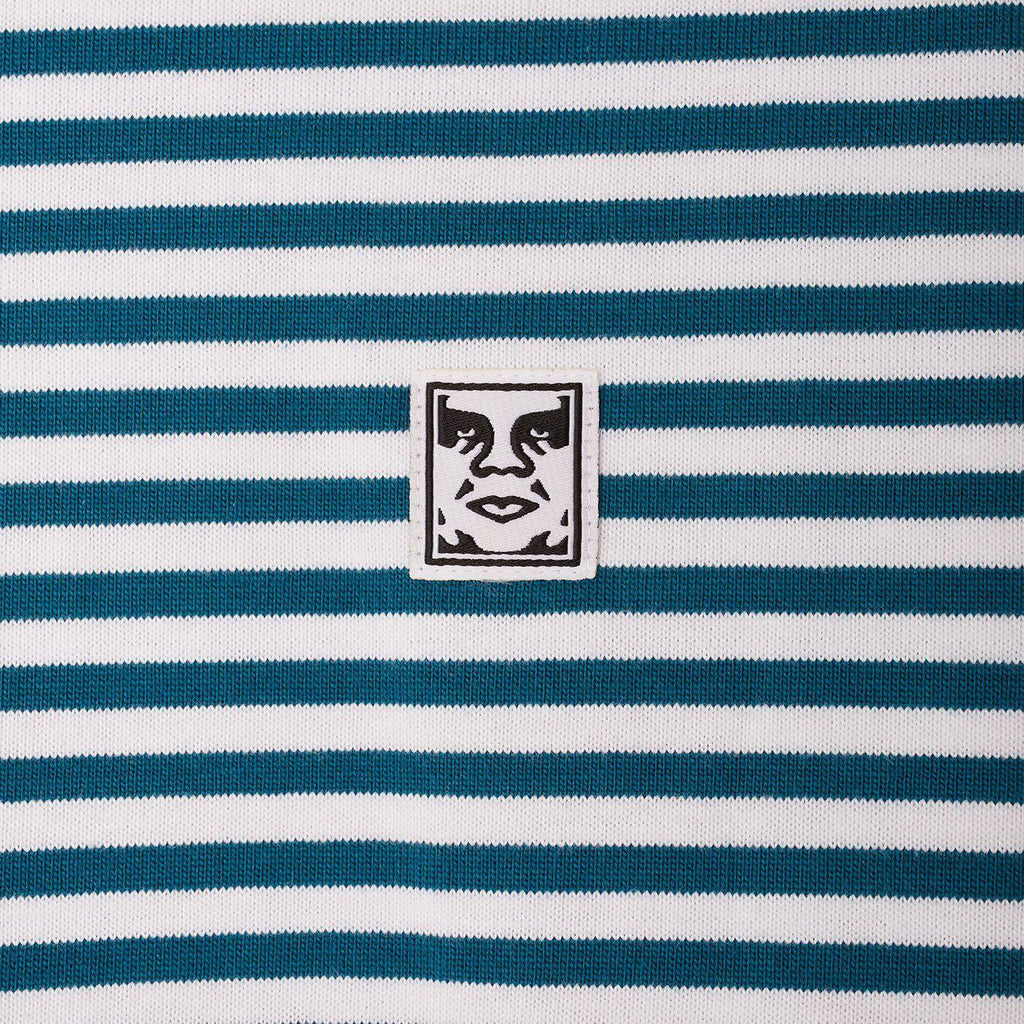 Obey Icon Legacy Long Sleeve Stripe Tee in Deep Ocean Multi-The Trendy Walrus