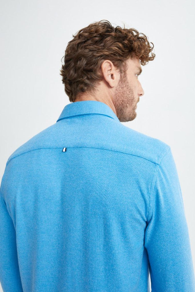 Stone Rose Long Sleeve Jersey Fleece Knit Shirt In Blue-The Trendy Walrus