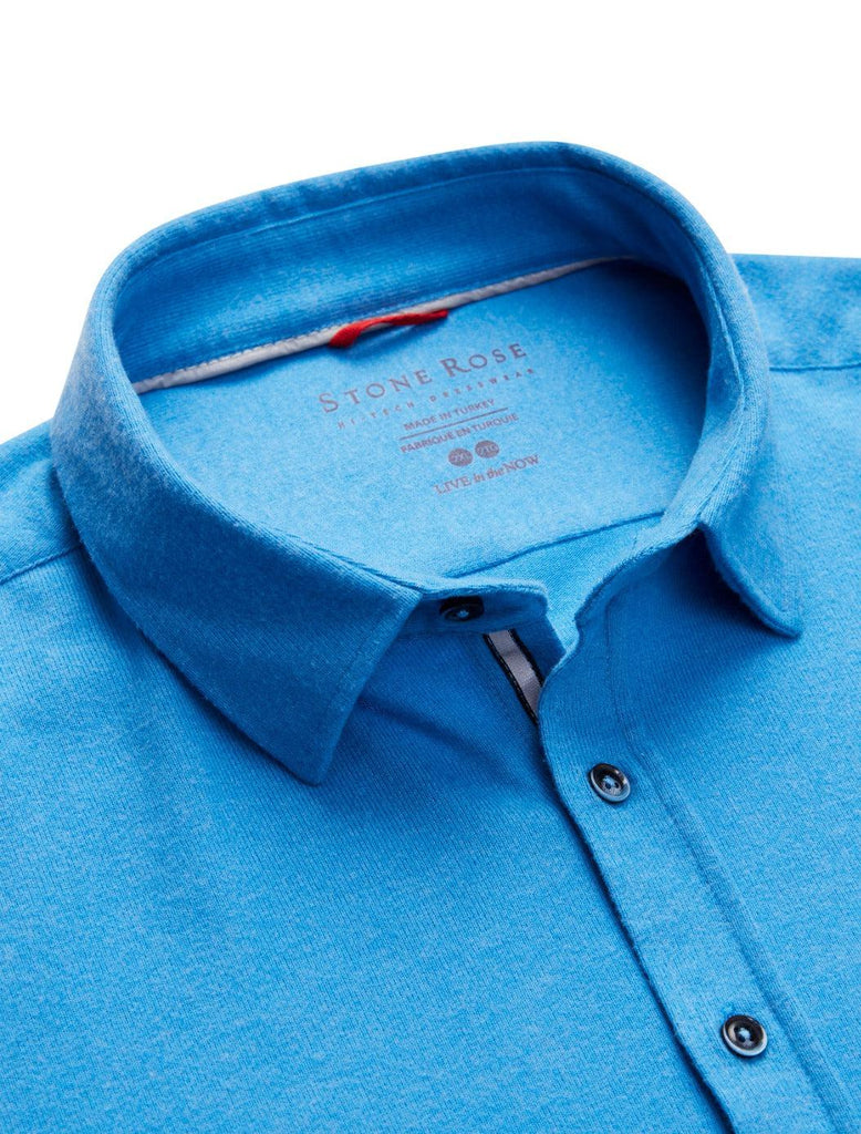 Stone Rose Long Sleeve Jersey Fleece Knit Shirt In Blue-The Trendy Walrus