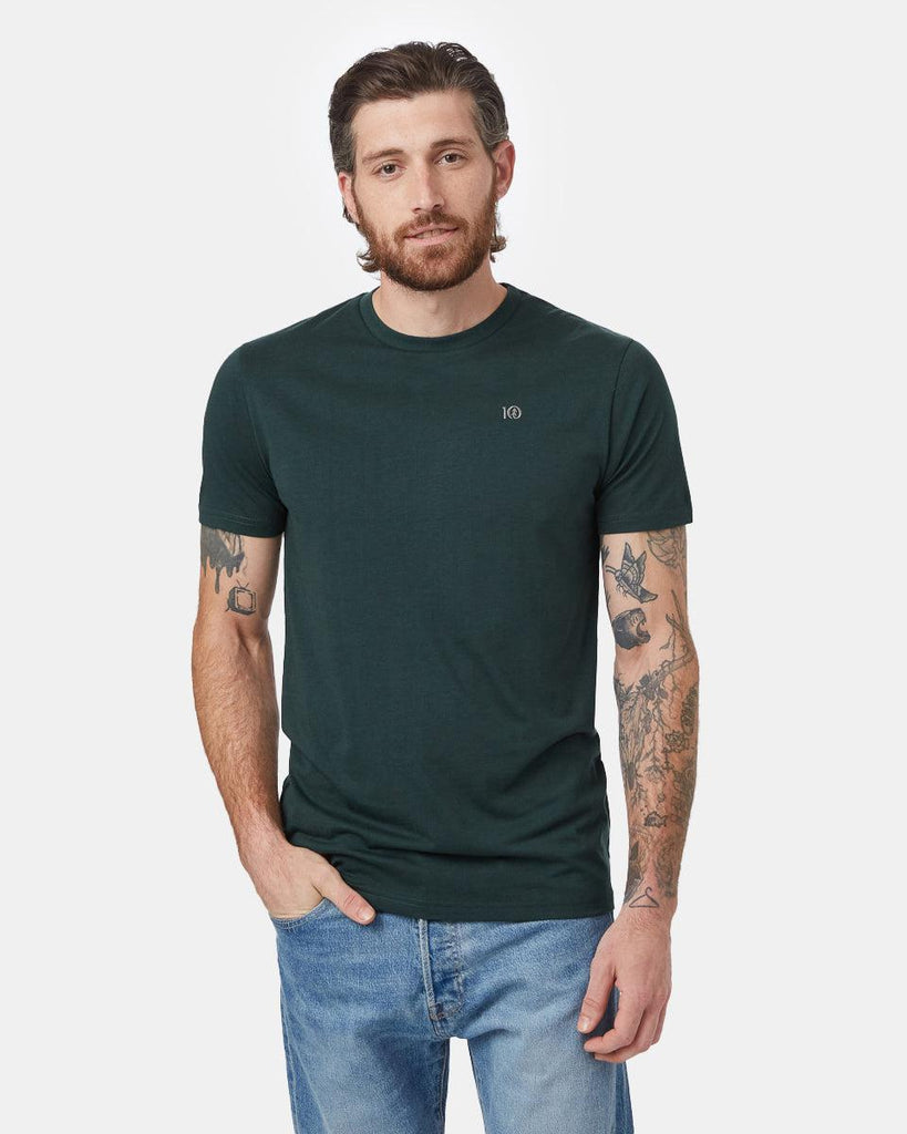 Tentree Embroidered Ten Classic T-Shirt in Dark Forest Green-The Trendy Walrus