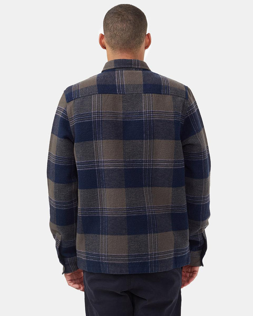 Tentree Heavy Weight Flannel Jacket In Black Olive Green Retro Plaid-The Trendy Walrus