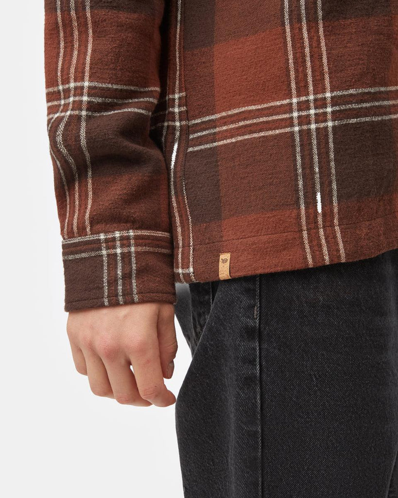 Tentree Heavy Weight Flannel Jacket In Dark Oat Sepia Oatmeal-The Trendy Walrus