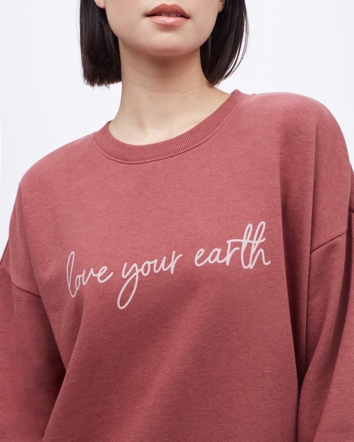 Tentree Love Your Earth Oversized Crew in Apple Butter Red-The Trendy Walrus