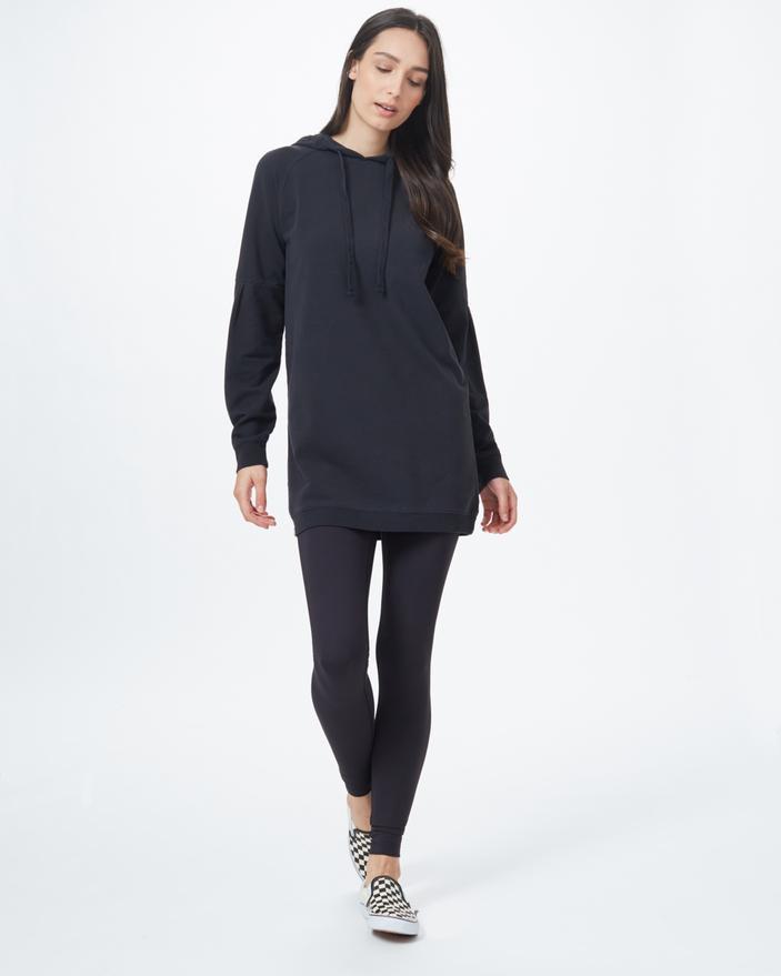 Tentree Oversized French Terry Hoodie Dress in Jet Black-The Trendy Walrus