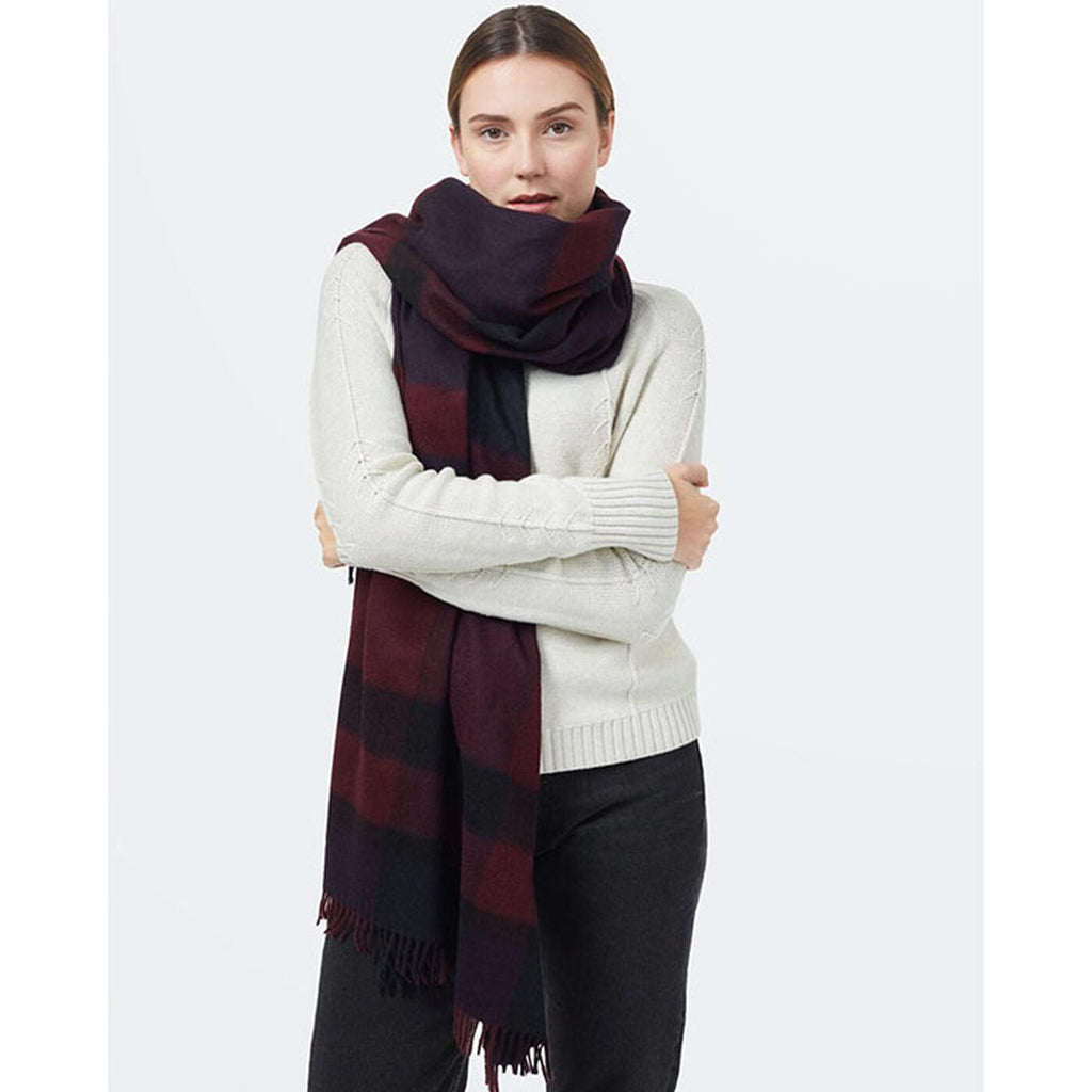 Tentree RWS Wool Woven Plaid Scarf in Mulberry/ Midnight Blue-The Trendy Walrus