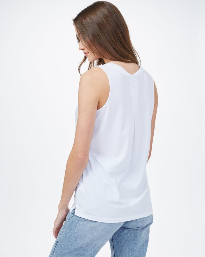 Tentree Tree Blend V-Neck Tank in White-The Trendy Walrus