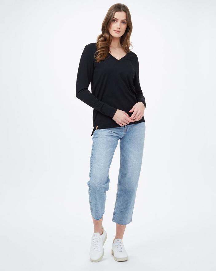 Tentree Treeblend Long Sleeve V-Neck in Black-The Trendy Walrus